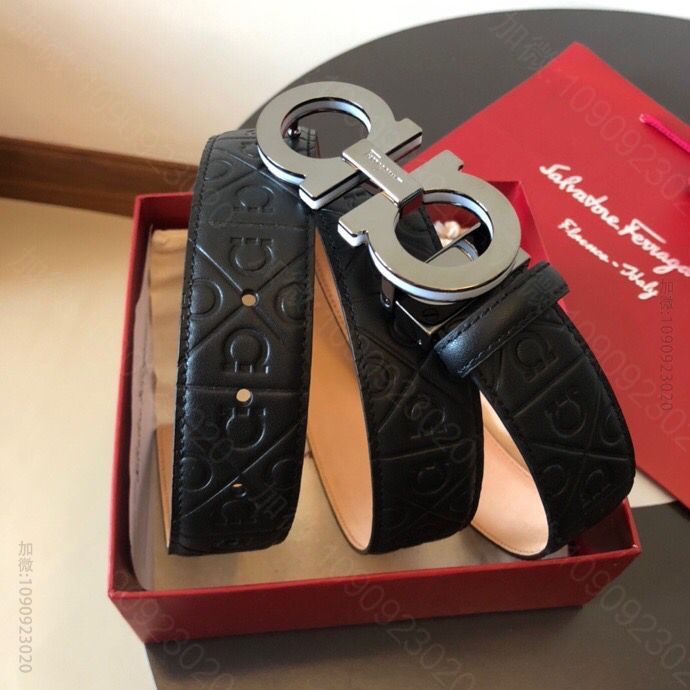 SalvatoreFerragamo菲拉格慕男士3.5cm精致双圈金属三层夹...