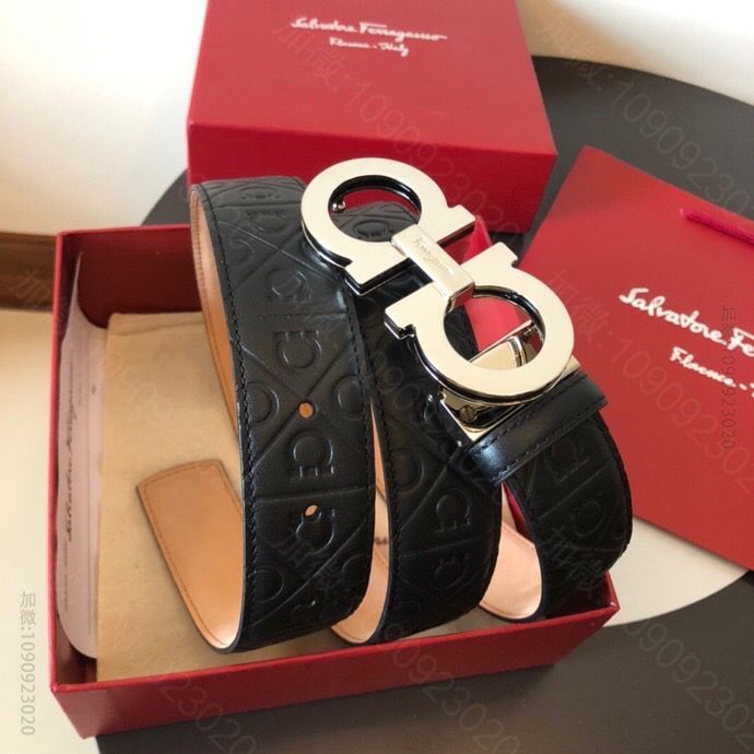 SalvatoreFerragamo菲拉格慕男士3.5cm精致双圈金属三层夹...