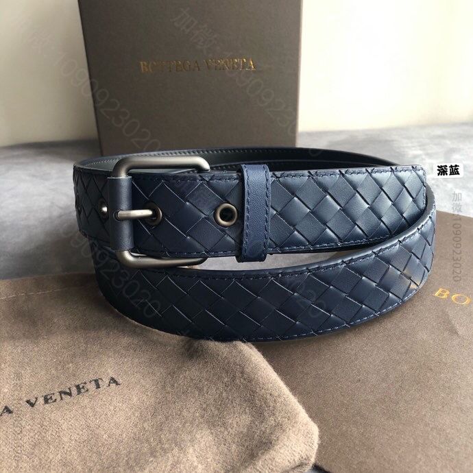 BOTTEGAVENETA葆碟家男士手工编织头层牛皮针扣腰带3.5cm