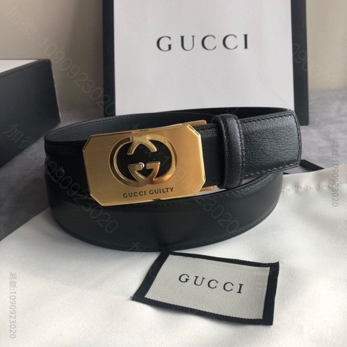 Gucci古驰燃情罪爱精钢镂空金属夹扣搭配头层牛皮羊纹理35mm腰带