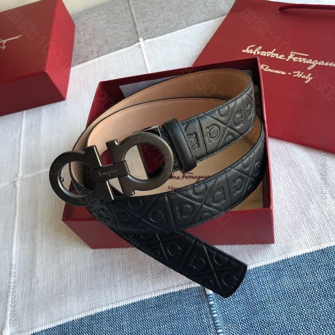 SalvatoreFerragamo菲拉格慕男士3.5cm精致双圈马蹄金属扣...