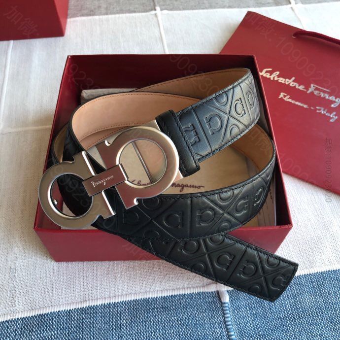 SalvatoreFerragamo菲拉格慕男士3.5cm精致双圈马蹄金属扣...