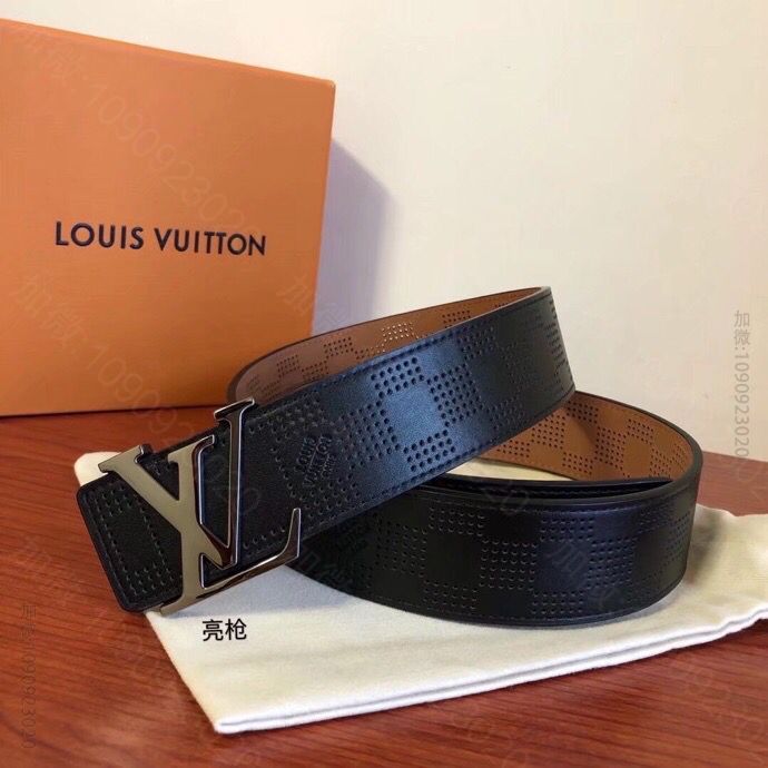 LOUIS VUITTON路易威登头层牛皮方格冲孔工艺腰带4.0cm
