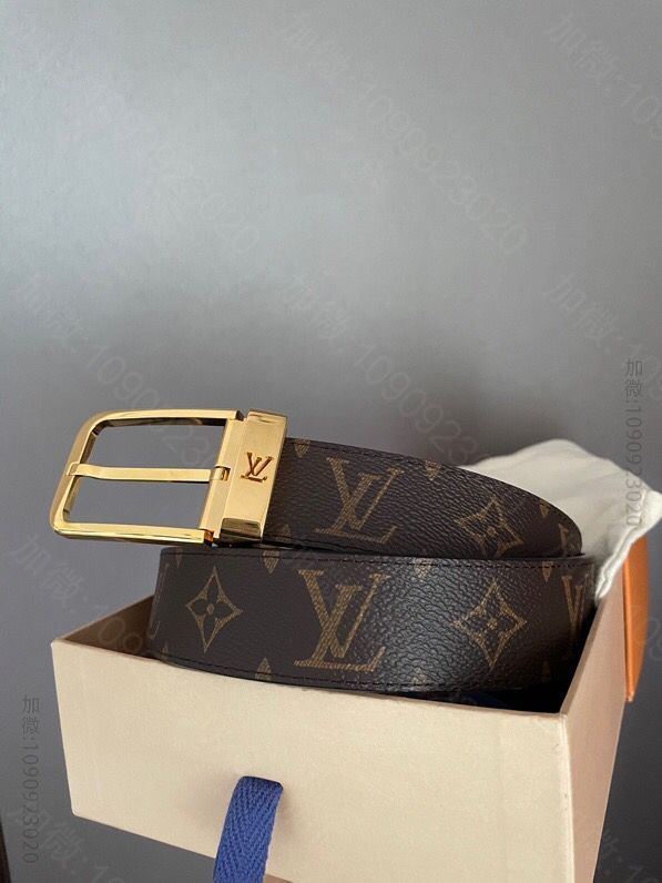 lv/路易威登 标志性Damier帆布和金属针扣皮带35毫米