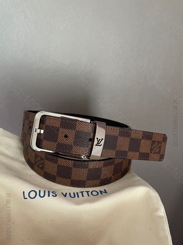 lv/路易威登 标志性Damier帆布和金属针扣皮带35毫米