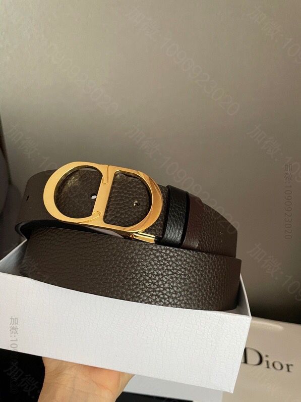 迪奥Dior 精钢CD夹扣头层牛皮甩纹男款腰带
