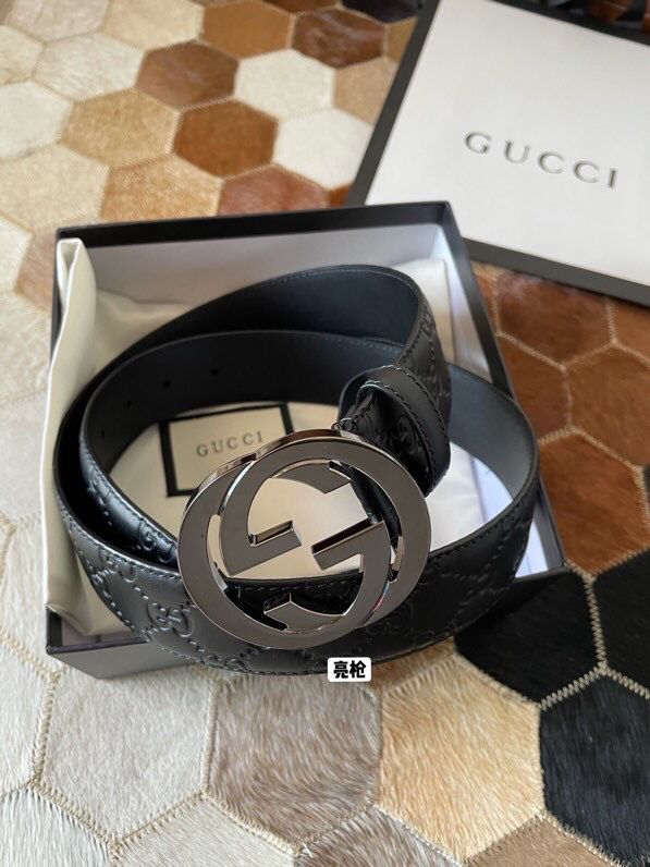 原单品质—Gucci古驰男款互扣式双G金属扣腰带4厘米