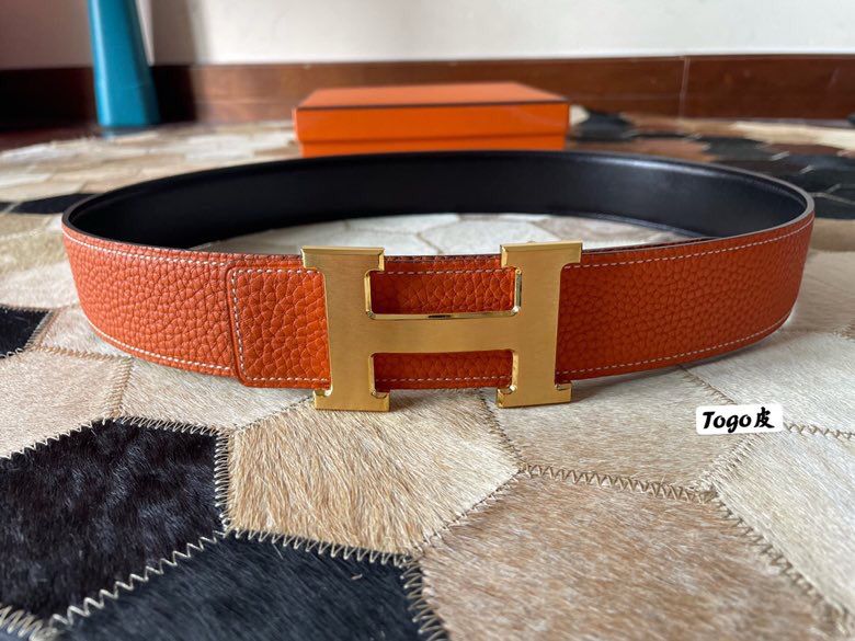 Hermes爱马仕 原单品质专柜Togo皮搭配精钢焊点扣38毫米男款腰带