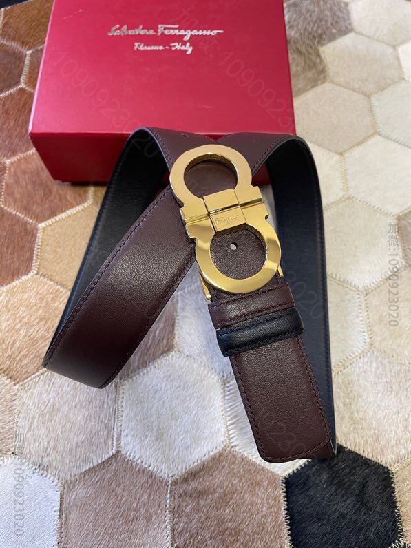 SalvatoreFerragamo菲拉格慕男士3.5cm精致金属夹扣，进口...
