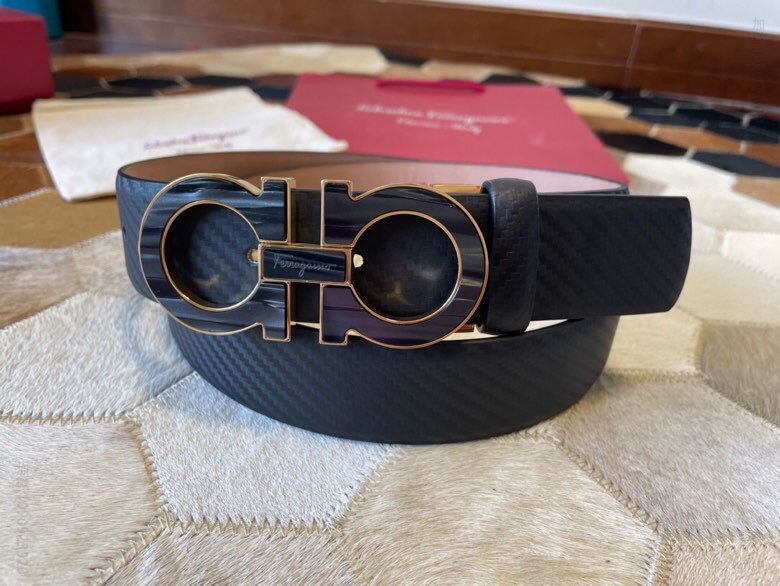 SalvatoreFerragamo菲拉格慕男士3.5cm精钢Gancini金属扣头层牛皮树膏底腰带