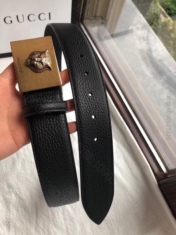 Gucci古驰原版荔枝纹理logo复古设计腰带4.0cm