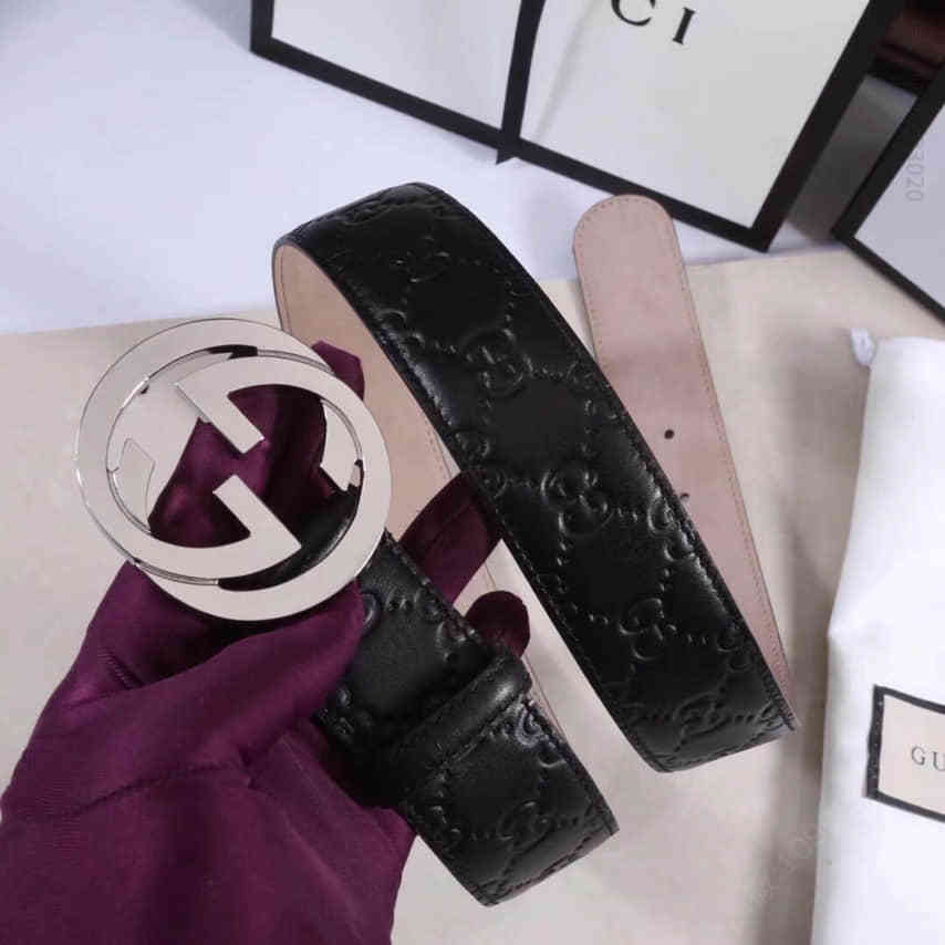 意大利制造经典双G压花进口牛皮腰带皮带