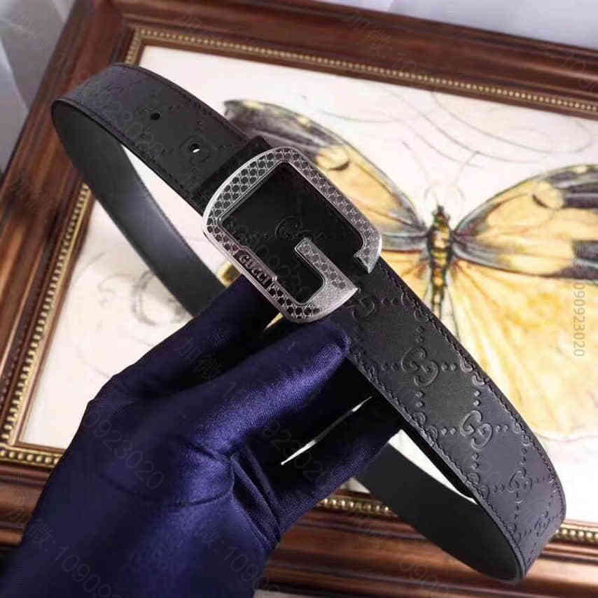 精钢G五金腰带头层牛皮压花3.5cm