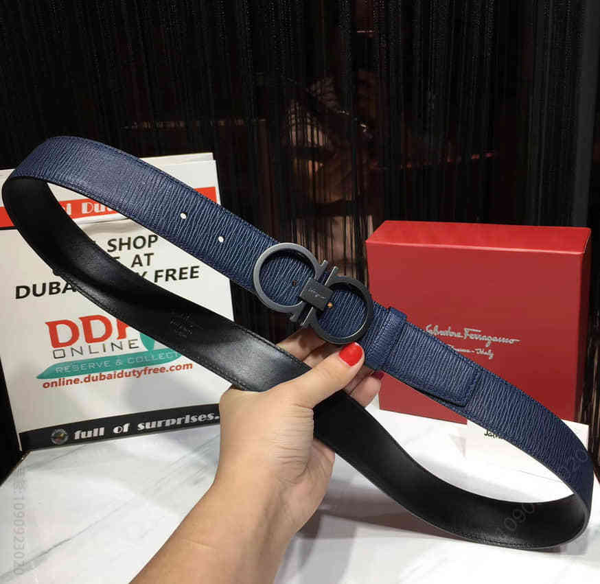 【Ferragamo菲拉格慕】宽3.5CM双面荔枝纹皮带