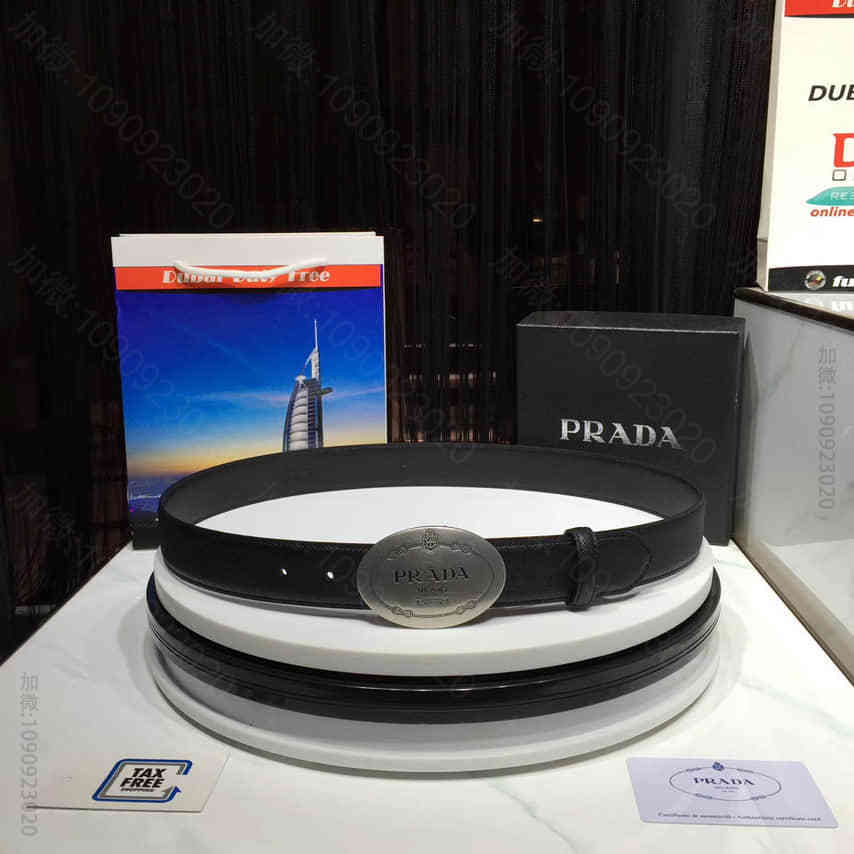 高仿普拉达男士腰带 【PRADA普拉达】纯进口的小牛皮精致工艺腰带： 普拉达男士腰带 