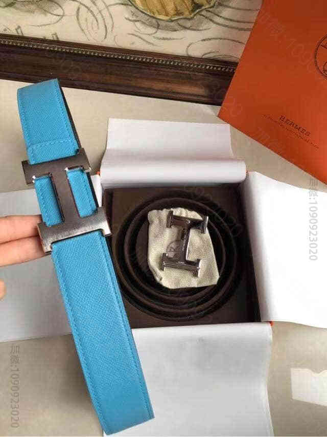 HERMES爱马仕双面用原版皮手掌纹金属H大Logo 男士皮带