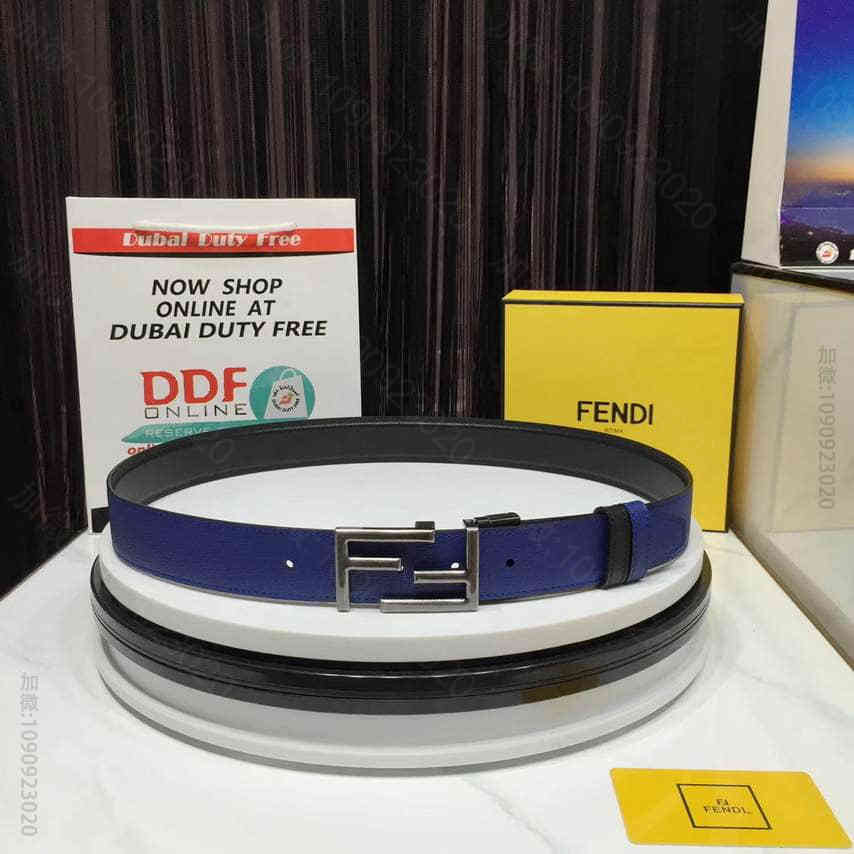 〖FENDI〗芬迪五金双F标志造型搭扣双面用休闲腰带
