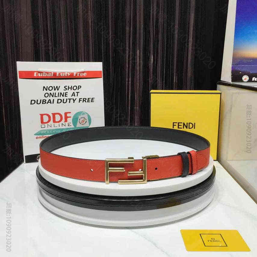 〖FENDI〗芬迪五金双F标志造型搭扣双面用休闲腰带