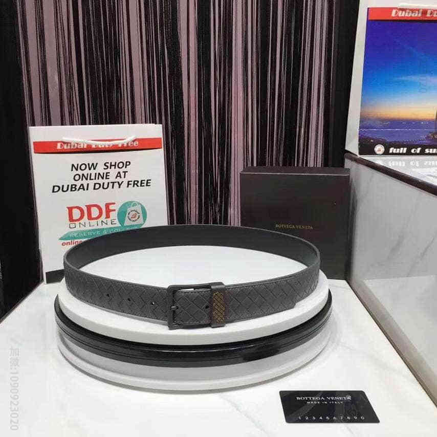 BOTTEGAVENETA复古精品组合内镶针扣男士小牛皮腰带