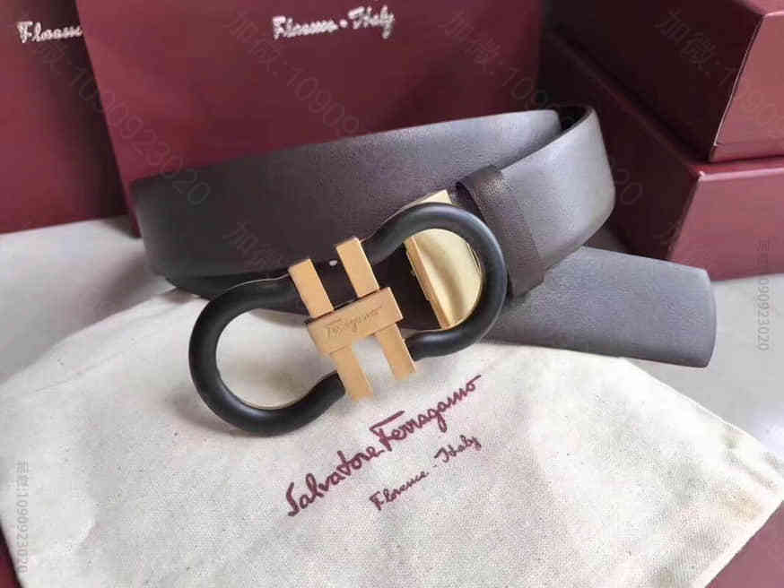 菲拉格慕Ferragamo精致双圈金属夹扣腰带