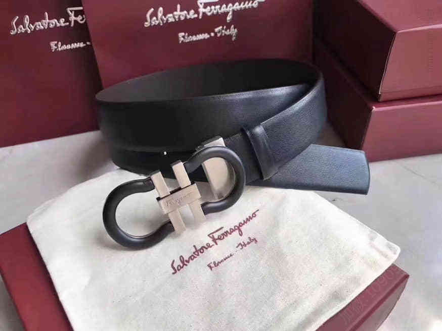 菲拉格慕Ferragamo精致双圈金属夹扣腰带