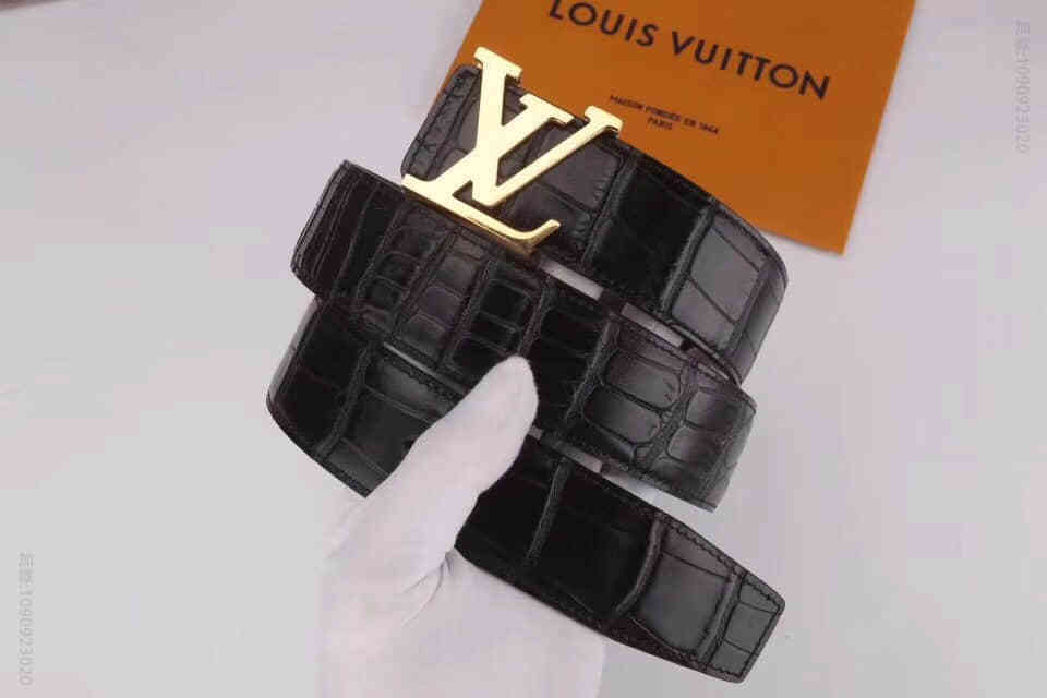 LV路易威登 进口牛皮精仿鳄鱼皮 精钢五金男士腰带 LV男士腰带 M29413