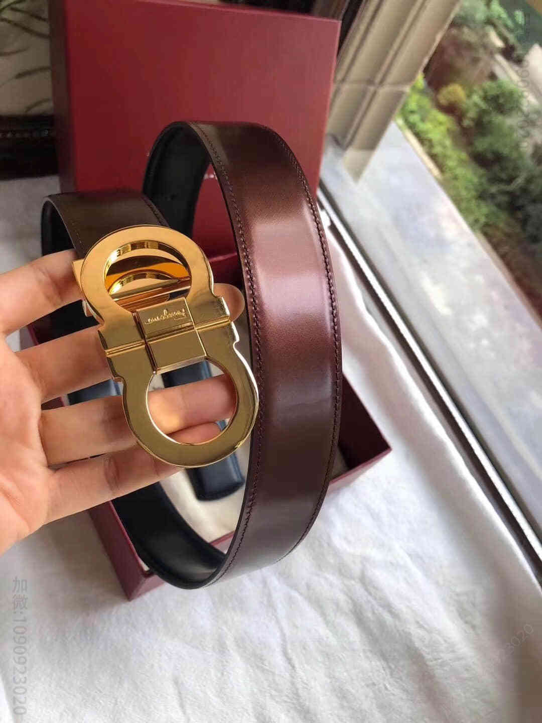 SalvatoreFerragamo菲拉格慕新款双圈夹扣男士正装腰带