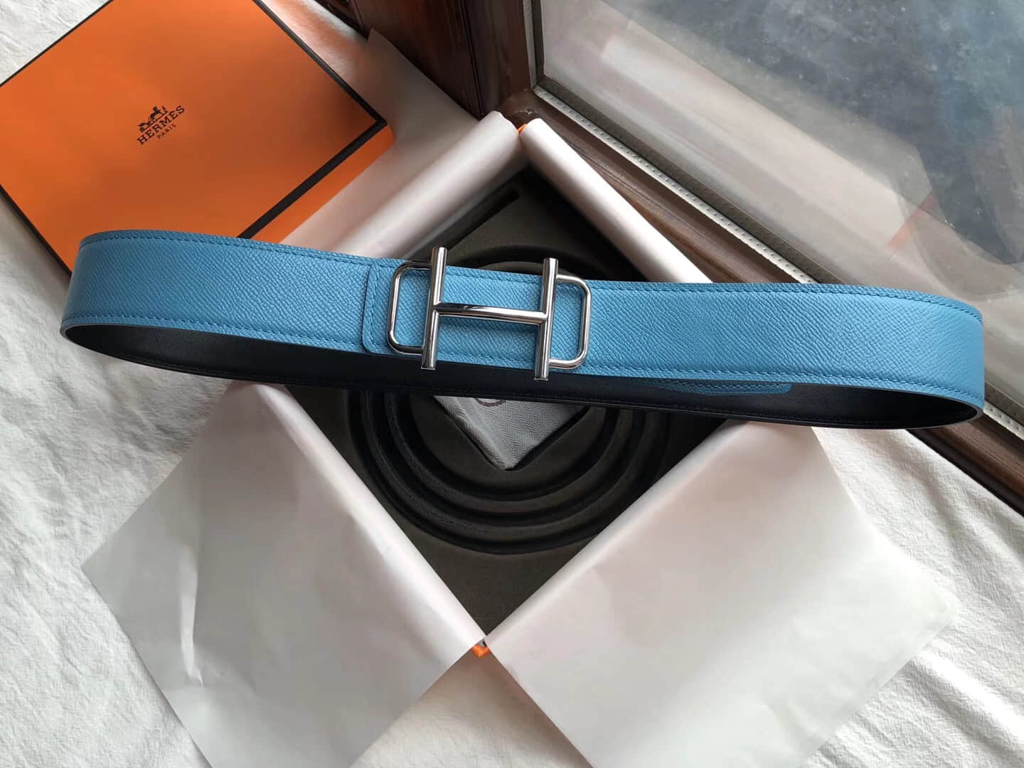 Hermes男款3.8cm专柜新款皇家金属扣精钢材质 2023最新款男士腰带