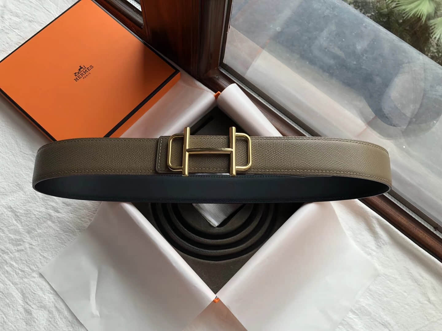 Hermes男款3.8专柜新款皇家金属扣精钢材质 2023最新款男士腰带