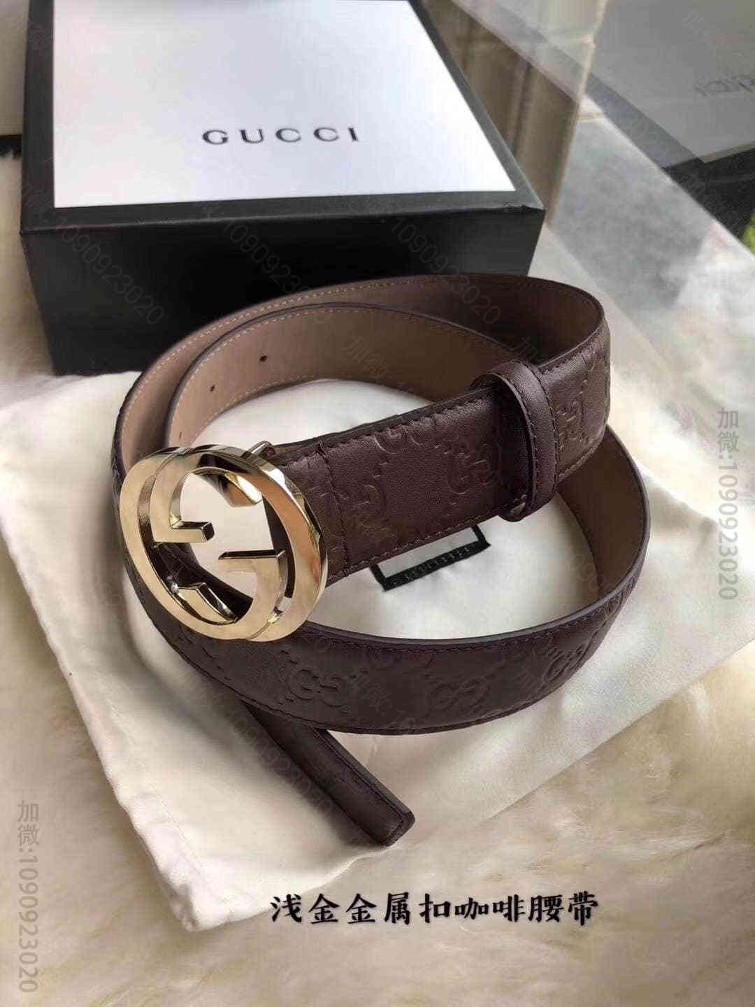 意大利制造经典双G压花进口牛皮腰带皮带368186-AA61N-214351