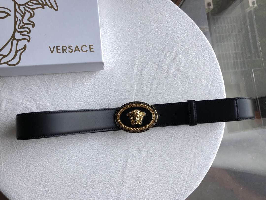 Versace范思哲精钢杜莎美人头滴胶扣18春夏新款男士3.8MM腰带