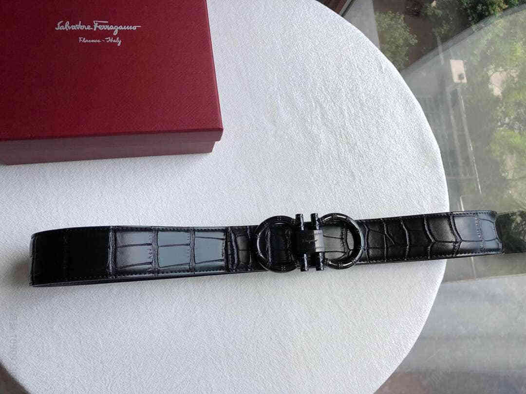 Ferragamo菲拉格慕2023春夏新款精仿鳄鱼皮带男士38mm