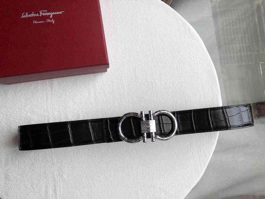 Ferragamo菲拉格慕2023春夏新款精仿鳄鱼皮带男士38mm