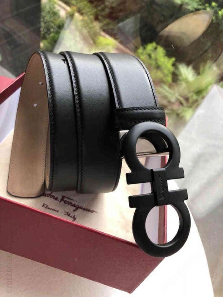 SalvatoreFerragamo菲拉格慕精美双圈原版尾夹扣(意大利)男士3.5CM腰带