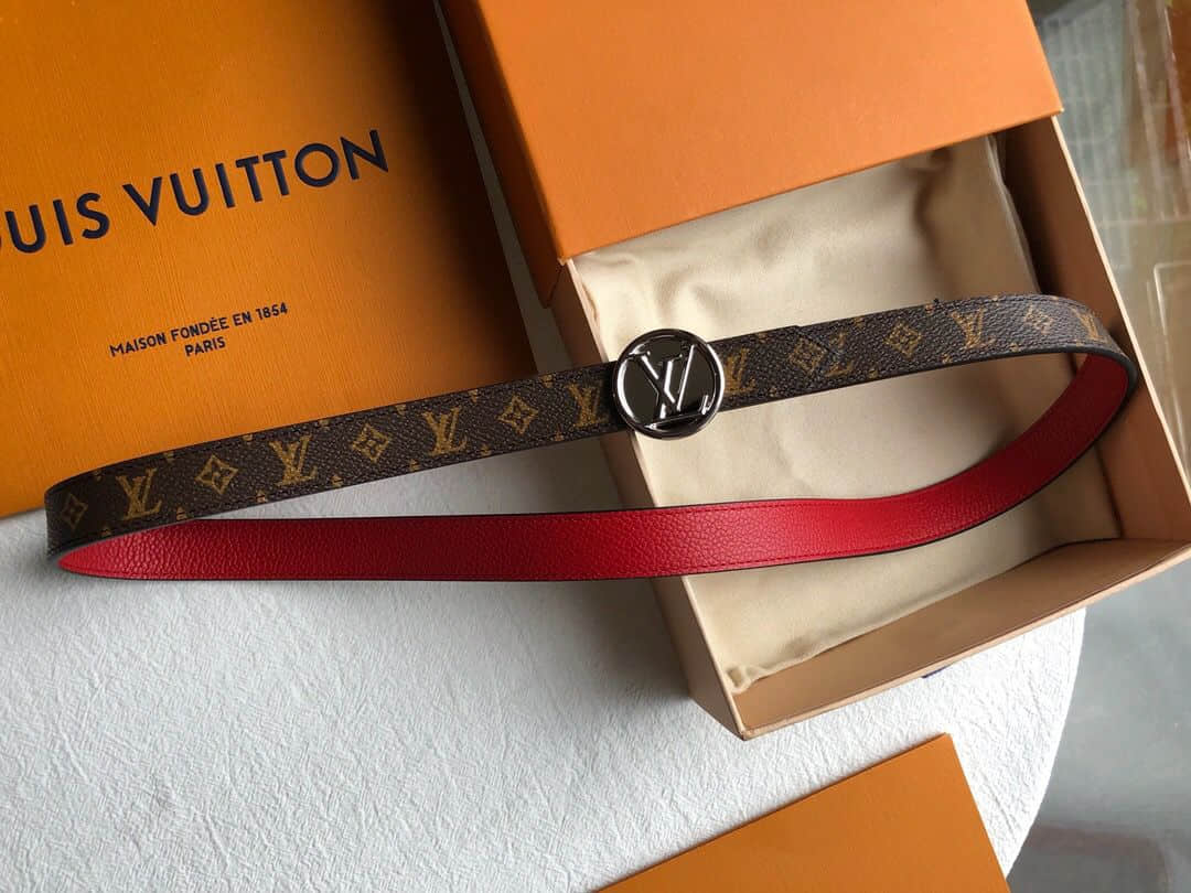 Louis Vuitton路易威登 18新款 LV Circle 20MM红色老花双面腰带
