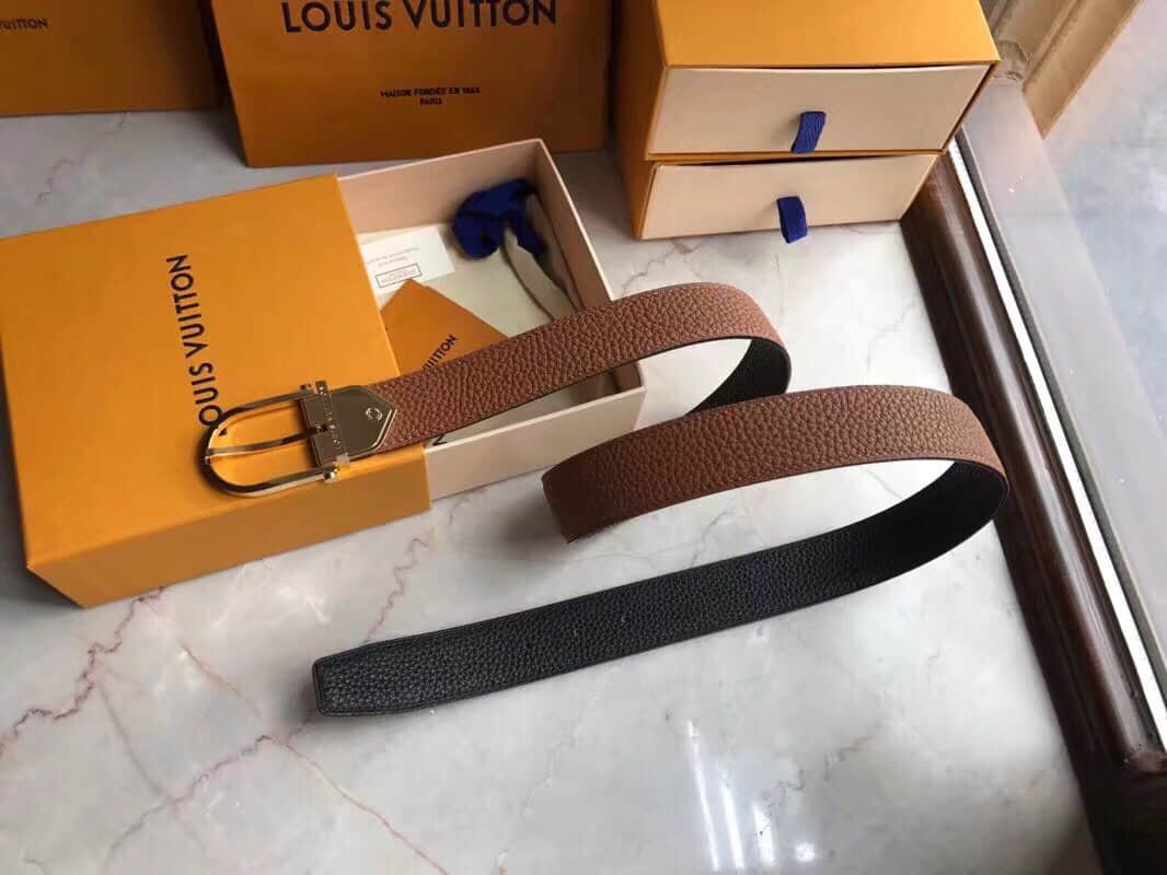 高仿LV男士腰带 Louis Vuitton路易威登 纯钢精致针式扣头男士腰带 奢品LV腰带 M38955 