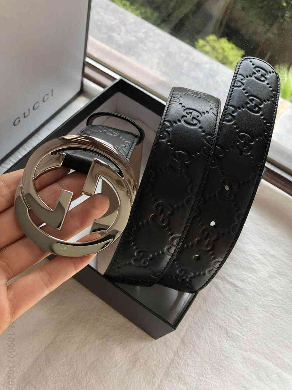 古弛双G压花进口牛皮腰带皮带宽度:38mm