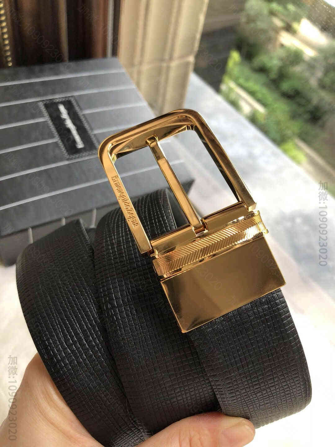 Zegna杰尼亚专柜款旋转五金腰带进口牛皮3.5CM