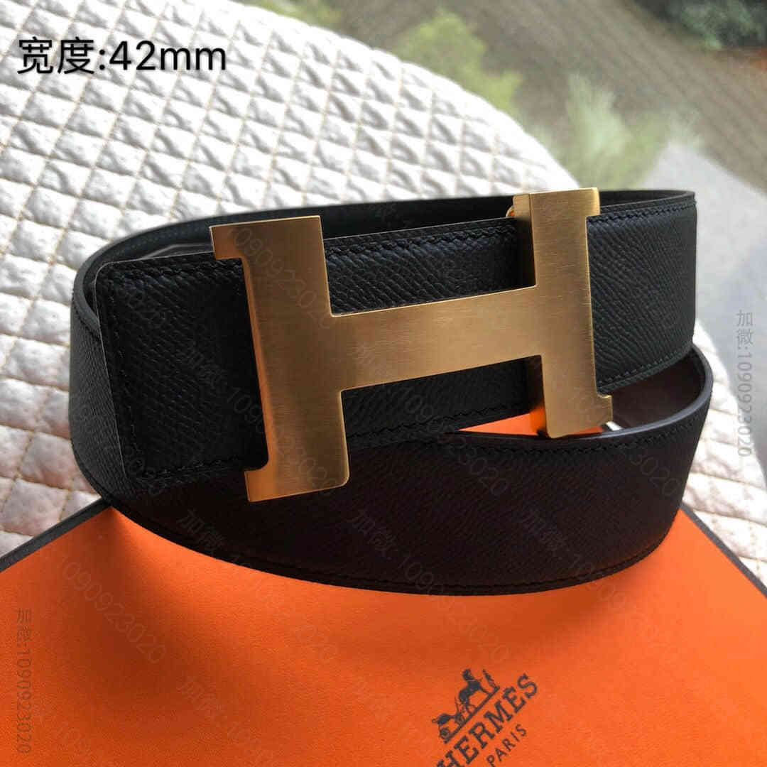 Hermes爱马仕 金色银色焊点金属扣男款腰带42mm