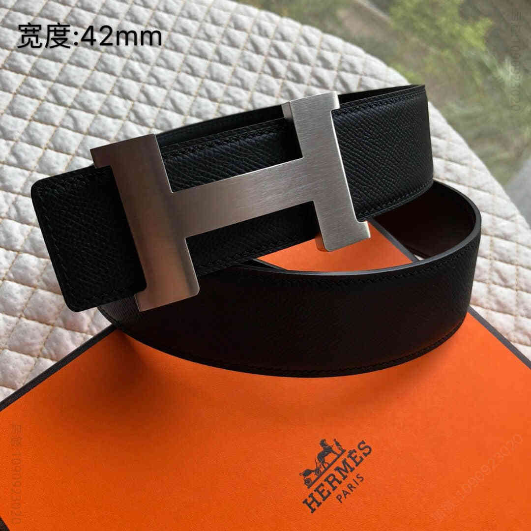 Hermes爱马仕 金色银色焊点金属扣男款腰带42mm