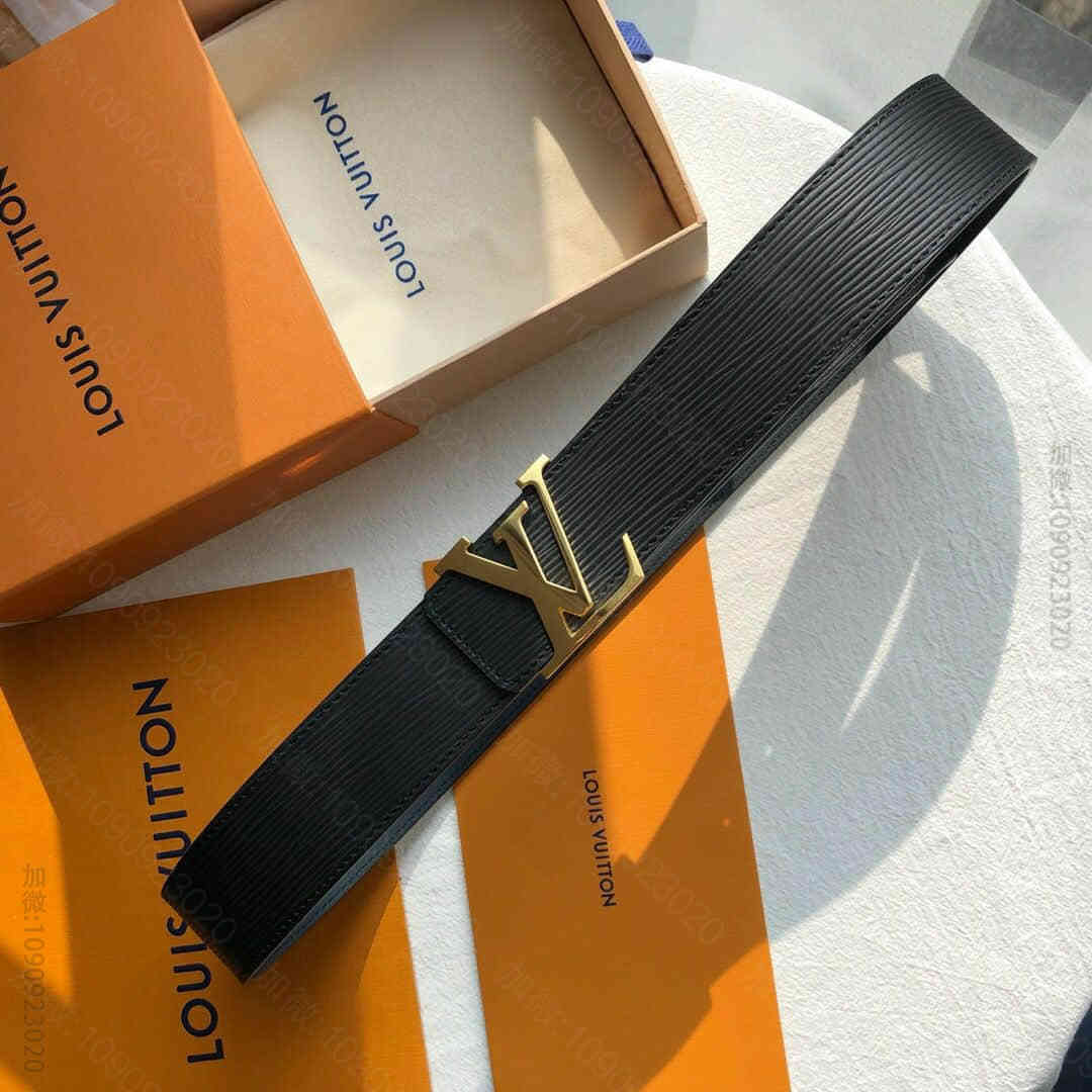 LV Initiales. 原单品质40mm黑色水波纹腰带