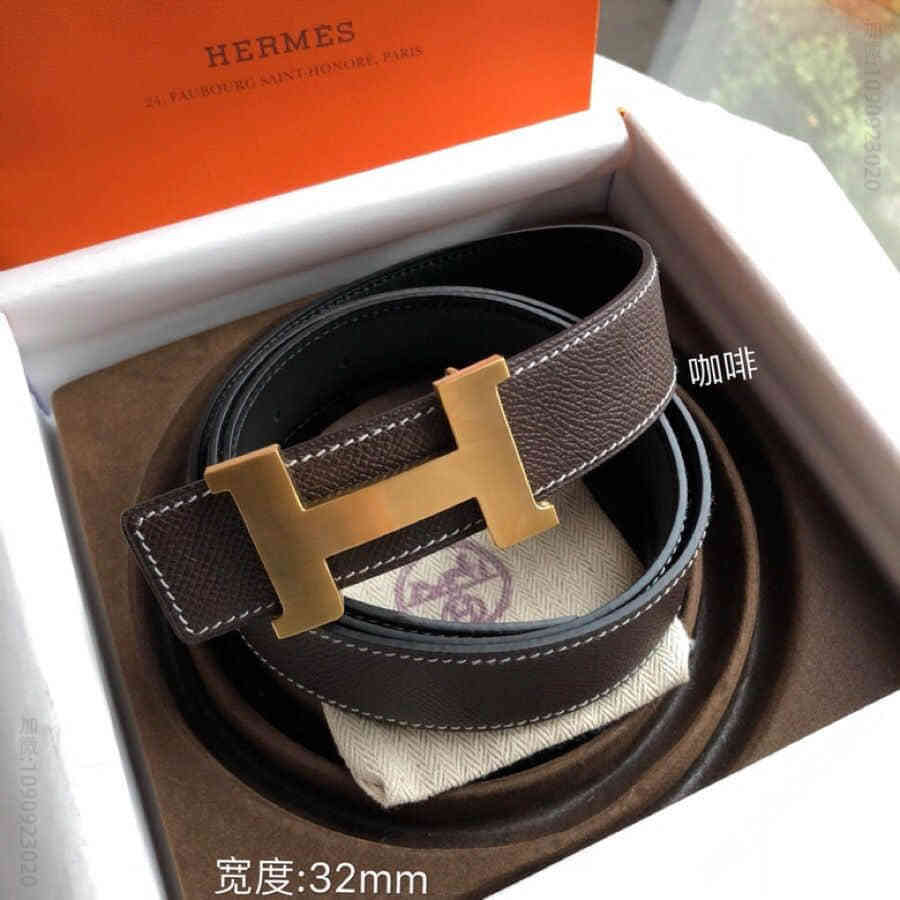 Hermes爱马仕金色银色焊点金属扣腰带32mm