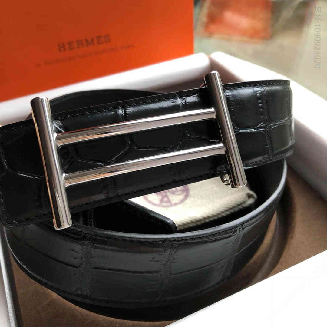 Hermes爱马仕最夯骑士腰带扣搭配进口牛皮精仿鳄鱼皮3.8CM