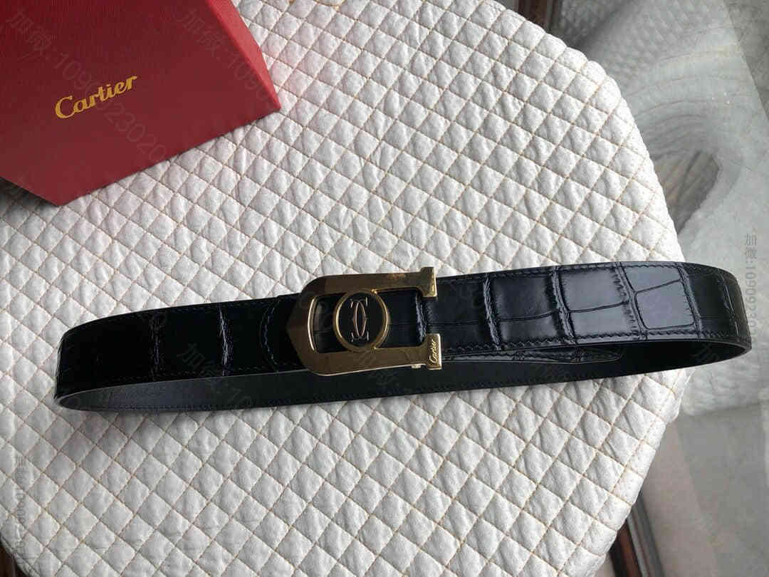 Louis-FranoisCartier精钢双C滴胶金属挂扣男士3.5CM腰...