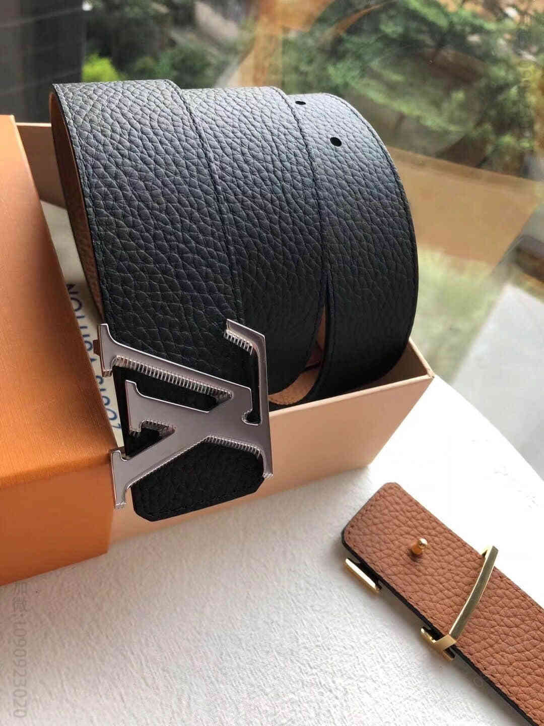 LV Tilt 新款字母条纹斜边金属挂扣双面腰带40MM