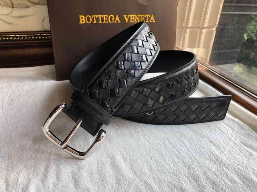 BOTTEGAVENETA葆碟家牛皮精仿鳄鱼皮编织男士腰带宽度38mm