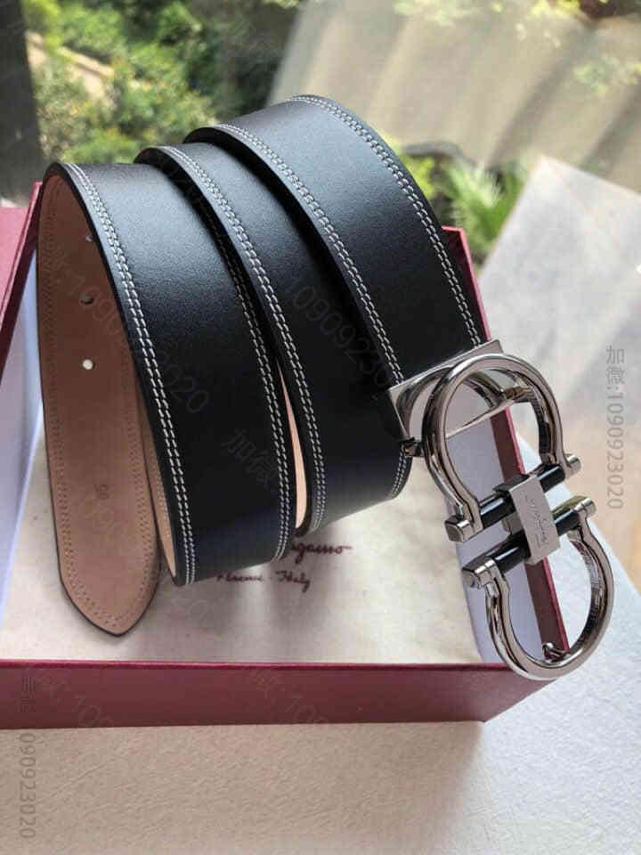 SalvatoreFerragamo菲拉格慕男士3.5CM精致双圈亚克力金属...
