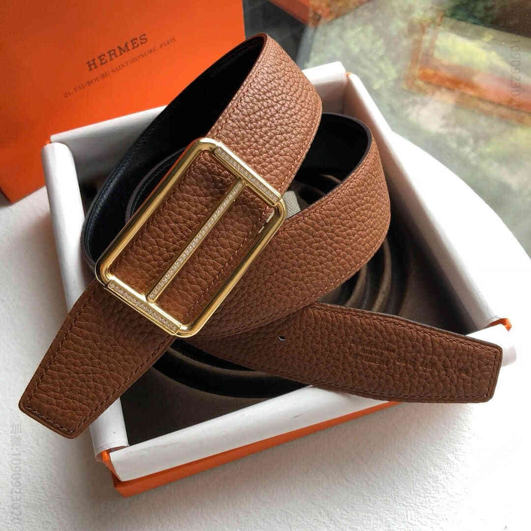 38毫米Hermes爱马仕Constance 系列，精钢金属钻扣腰带