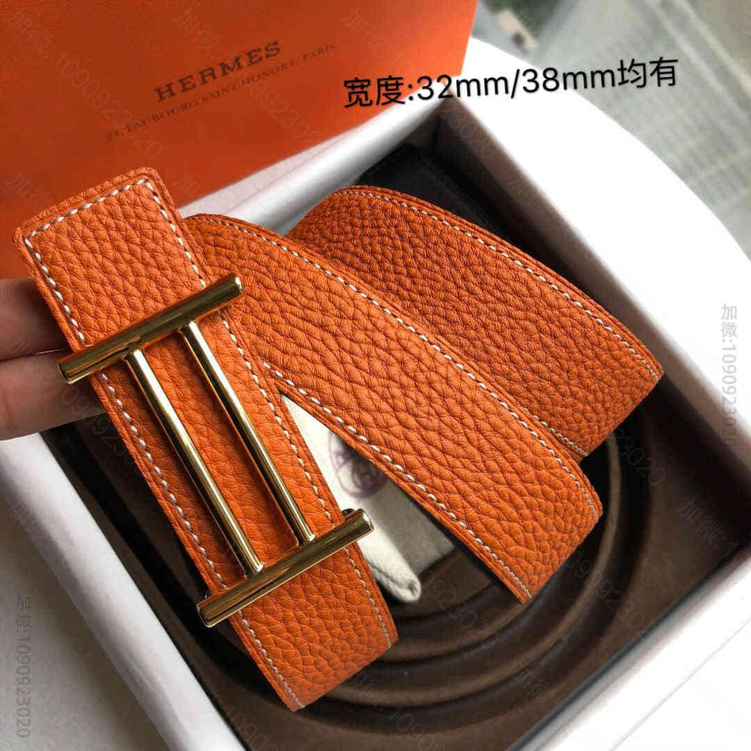 Hermes爱马仕 金色银色新款金属挂扣搭配双面头层原版皮腰带32mm/38...