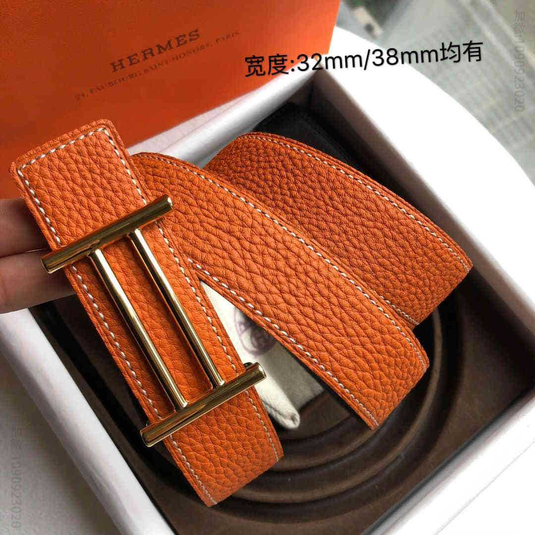 Hermes爱马仕 金色银色新款金属挂扣搭配双面头层原版皮腰带32mm/38mm